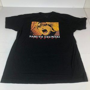 Naruto Uzumaki Shirt Men's Large Black Colorful Graphic Print 2002 Anime